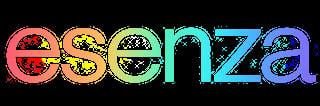 Colorful gradient logo for Essenza with rainbow letters transitioning from red to blue
